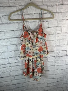 Charlotte Russe Romper Orange Black Floral Lace Embroided Size Small - Picture 1 of 5