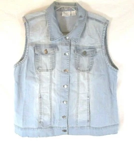 New Women with Control Denim Frayed Vest Blue Sz XL Button A290738 Women YH14 - Picture 1 of 6