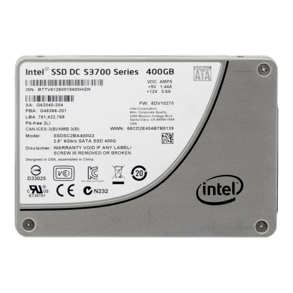 INTEL SSDS2CBA400G3 400GB 2.5" MLC SATA DC S3700 SERIES - Immagine 1 di 3