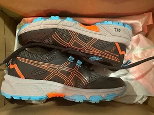 NEW ASICS Kid's GEL VENTURE 8 Running Shoes Sneakers Blue Orange Size 1 - Picture 1 of 4
