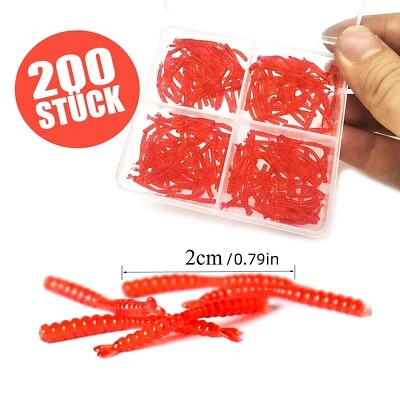 Mini Gummiwurm | 200 Stück in Box | Zuckmückenlarve Blutwurm Bloodworm Trout - Bild 1 von 4