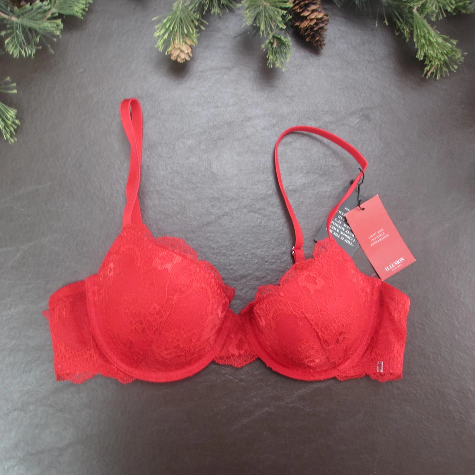 Scandale Bra Size 34B Red Lace Padded Underwire Adjustable Clasp Back New - Image 1 of 4