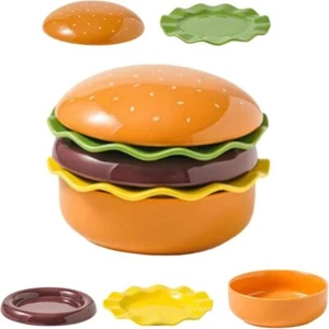 5-Layer Ceramic Burger Plate Stackable Dessert Snack Plate - Picture 1 of 12