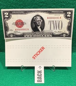 1928 $2 Two Dollar (STICKER!) Fancy Low Serial Number  (A 00000001 A)  (READ!!) - Picture 1 of 5