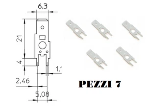 Pz 7 Faston Maschio Circuito Stampato PCB 6.8mm connettore dritto - Foto 1 di 1