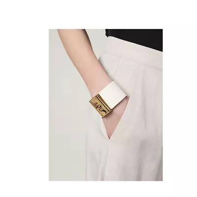 Marc by Marc Jacobs Turnlock Wide Leather Bracelet Leder Armband weiß $128 - Bild 1 von 4