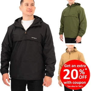 Carhartt WIP Mens Windbreaker Summer Lightweight Hooded Black Green Stone