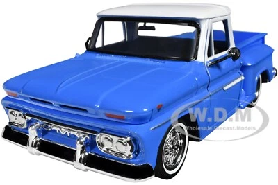 1966 GMC C1000 FENDERSIDE PICKUP LOWRIDER BLUE 1/24 DIECAST BY MOTORMAX 79035 - Image 1 of 4
