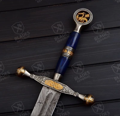 Saint George Dragon Slayer Sword Damascus Steel Historical Sword Legendary Sword - Image 1 of 4