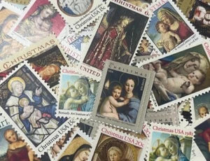 US Christmas Madonna and Child Mint Vintage Postage Stamps Lot of 25 - Picture 1 of 1
