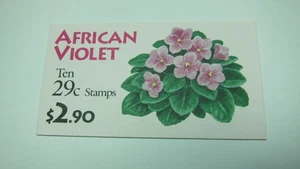 U.S. 1993 African Violet Stamp Booklet. Scott # BK176. 10 of Scott # 2486) (29c) - Picture 1 of 2