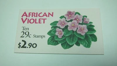 U.S. 1993 African Violet Stamp Booklet. Scott # BK176. 10 of Scott # 2486) (29c) - Image 1 of 2