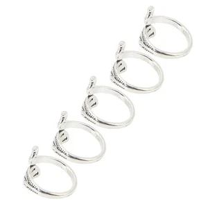 5Pcs Crochet Rings Silver Peacock Shape Unique Open Design Knitting Loop Rings❀ - Picture 1 of 12