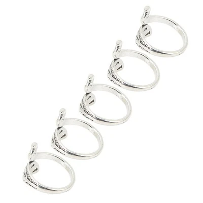 5Pcs Crochet Rings Silver Peacock Shape Unique Open Design Knitting Loop Rings❀ - Image 1 of 4