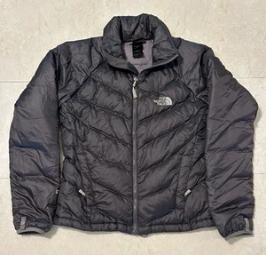Giubbotto piumino donna North Face 550 zip piccolo colore nero chiaro grigio - Foto 1 di 7