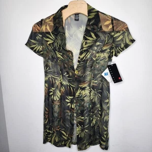 Scarlet Green Jungle Leaf Print Sleeveless Dress/Short Sleeve Outer Shell 16 REA - Picture 1 of 10