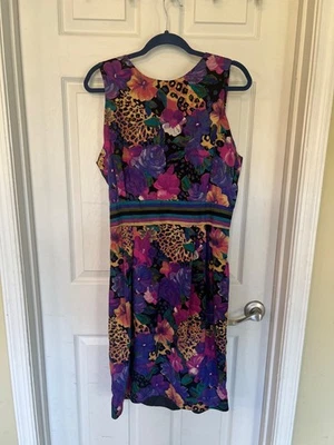 Vintage 90's Positive Attitude Floral & Animal Print Sleeveless Mini Dress 15/16 - Image 1 of 4