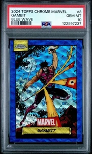 2024 Topps Chrome Marvel Gambit Blue Wave Refractor /150 PSA 10 GEM MINT - Picture 1 of 2