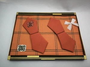 Vintage Orange 50x50cm in Square Tea Tablecloth With Napkin Made in england - Picture 1 of 3