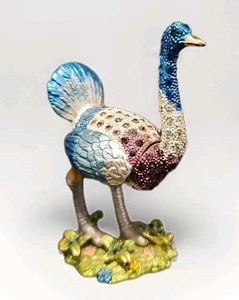 CR Ostrich Trinket Box with Enamel Swarovski Crystals - 3.5" Tall - Picture 1 of 9