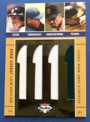 2003 Fleer Box Score "Jersey Rack Quad" Jeter/A-Rod/Nomar/Tejada 057/150 - Image 1 of 2