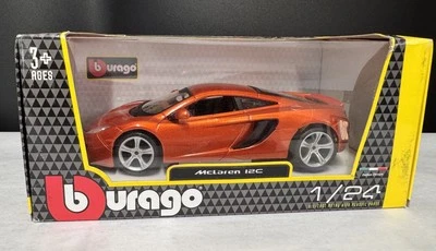 MCLAREN 12C Bburago 1/24 Scale Diecast Model Car Metallic Orange Italian NIB - Image 1 of 4