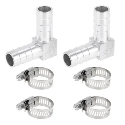 Conector 90° 3/4" Acero Inox, 1 juego Plateado, Accesorios Manguera - Imagen 1 de 4