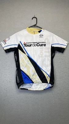 Camiseta deportiva de ciclismo Primal para hombre pequeña blanca negra Tour de Cure ADA manga corta carretera Foto 1 de 4