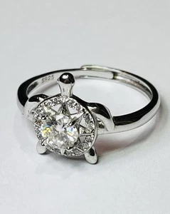 Bellissimo anello in argento sterling 925 1 carato stella tartaruga marina VVS1 moissanite - Foto 1 di 12