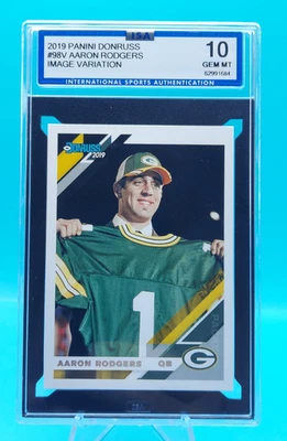 Panini Donruss #98V 2019 Aaron Rodgers variación de imagen - ISA GEM MT 10 Foto 1 de 3
