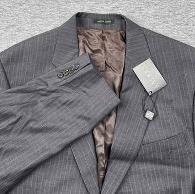 Lauren Ralph Lauren Suit Jacket Mens 46L Gray Striped Wool Two Button Blazer NEW - Image 1 of 4