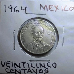 1964 Mexico Veinticinco 25 Centavos 25C Mo Mexican  Coin  - Picture 1 of 3