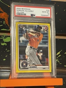 PSA 10 - Yordan Álvarez 2020 Bowman Amarillo SSP RC/75 Astros MLB - Imagen 1 de 3