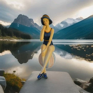 Figura de belleza de baño retro My Swanky Home, estatua con pelota de playa de colección - Imagen 1 de 8
