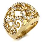 Dome gold ring cubic zirconias cocktail womens sparkling 18kt SEE VIDEO