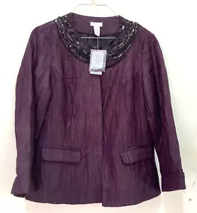 Nueva con etiquetas Chaqueta Chicos Mujer Talla 0 Datura Púrpura Luminosa Brillo Cuentas 3/4 Mangas - Imagen 1 de 19
