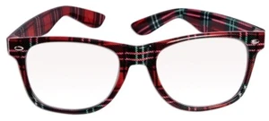 PLAID FUNNY NERD GEEK GLASSES Eye Dork Clear Lenses Joke Gag Toy Plastic Tartan - Picture 1 of 6