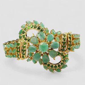 Pulseras enchapadas en oro 24K boutique verde esmeralda plata de ley 925 hechas a mano - Imagen 1 de 10