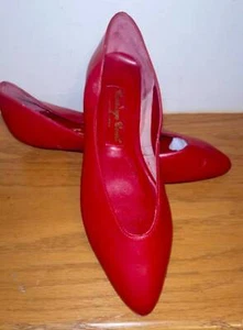 Vintage 1990er Kutsche Court ~ Damen 5,5 ~ Leder Ballerinas ~ rot ~ NEU - Bild 1 von 6