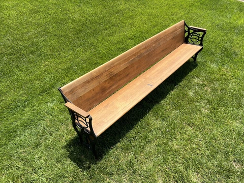 Antique Cast Iron Railroad or Trolley Reversible Wood Bench Cover