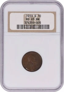 1913-S Lincoln Cent MS65BN NGC - Picture 1 of 4