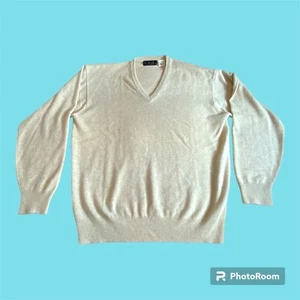 TSE Herren M 100 % Kaschmir Langarm V-Ausschnitt Beige Pullover Strickpullover - Bild 1 von 7
