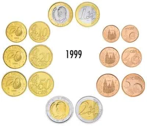 Spain 1999 year UNC coin set from 1 cent - 2 euro total 8 coins 3,88 euro - Picture 1 of 10