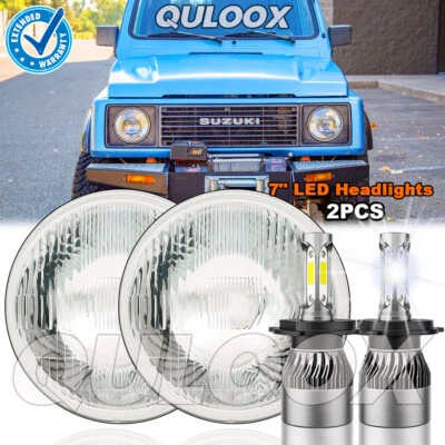 For 1986-1995 Suzuki Samurai SJ410 Pair 7Inch LED Round Headlight HI Lo Beam DRL - Image 1 of 4