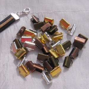 40 pinces embouts cache noeuds mix métal argenté bronze doré cuivre 10x8mm *AU15 - Picture 1 of 3