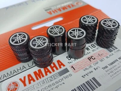 3 PAIR BLACK FOR YAMAHA VALVE CAP DUST STEM TIRE WHEEL COVER LOGO RIMS - Image 1 of 4