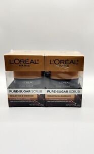 2pk L'Oreal Paris Pure Sugar Scrub~ Resurface & Energize + Coffee, 1.7 oz ea