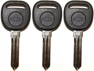 3 NEW UNCUT CHEVROLET TRANSPONDER CHIPPED LOGO IGNITION/DOORS KEY BLANKS B111-PT - Picture 1 of 1