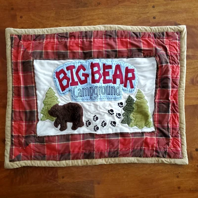 Woolrich Niños Oso Grande Camping Almohada Falsa Rojo Cuadros Estándar Cabina Decoración A Foto 1 de 4