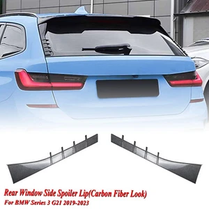 2x Gloss Black Rear Window Side Spoiler Lip Trim For BMW 3 Series G21 2019-2024 - Picture 1 of 16